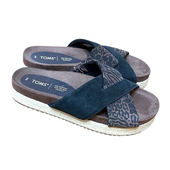 TOMS Paloma Sandals- Mixed Leather Woven Comfy Sandals- Size 8 - Picture 6 of 9